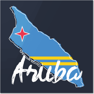 Aruba Map and Flag Posters and Art
